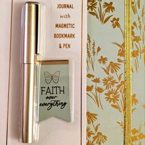 Badgley Mischka Gold Floral Journal Set with Silver Pen